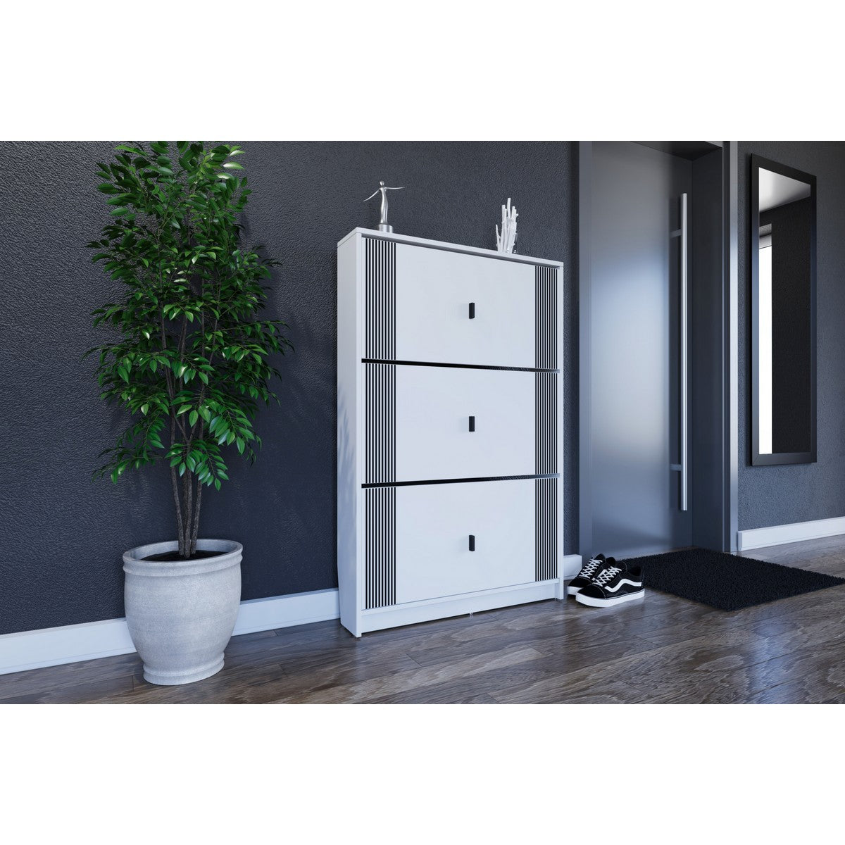 Scarpiera Friendly, Bianco, Truciolare, 80x17x120 cm, Seven Design