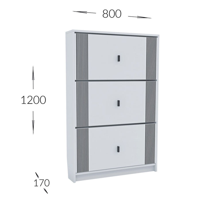 Scarpiera Friendly, Bianco, Truciolare, 80x17x120 cm, Seven Design