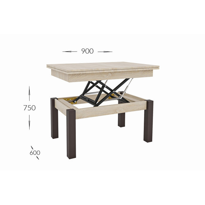 Tavolino Trasformabile Moon, Marrone, Truciolare, 120x90x75 cm, Seven Design