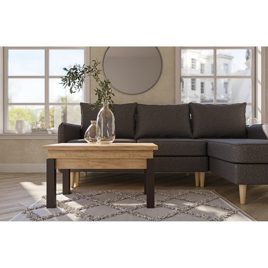 Tavolino Trasformabile Sun, Marrone, Truciolare, 120x90x75 cm, Seven Design