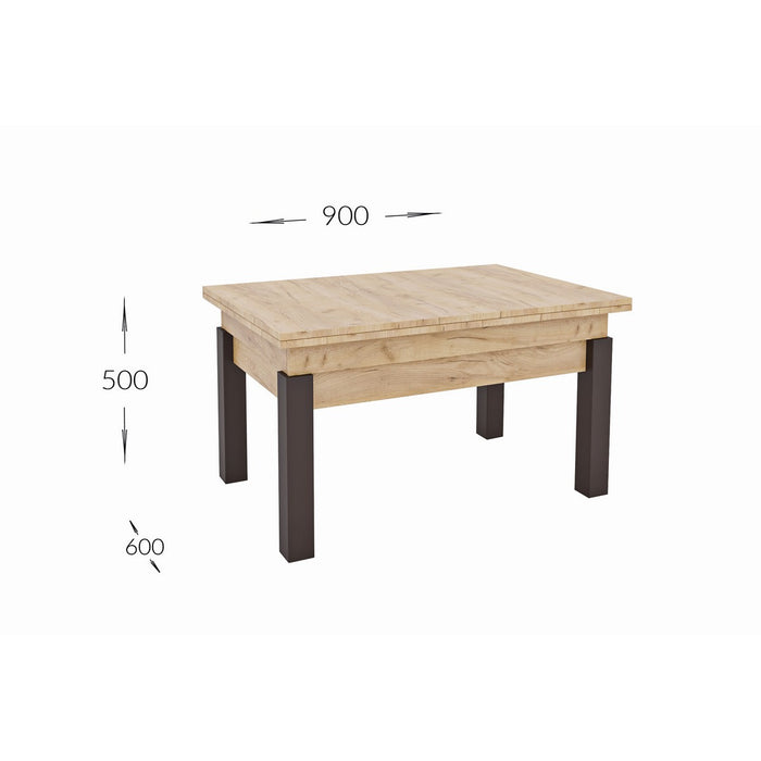 Tavolino Trasformabile Sun, Marrone, Truciolare, 120x90x75 cm, Seven Design