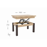 Tavolino Trasformabile Sun, Marrone, Truciolare, 120x90x75 cm, Seven Design