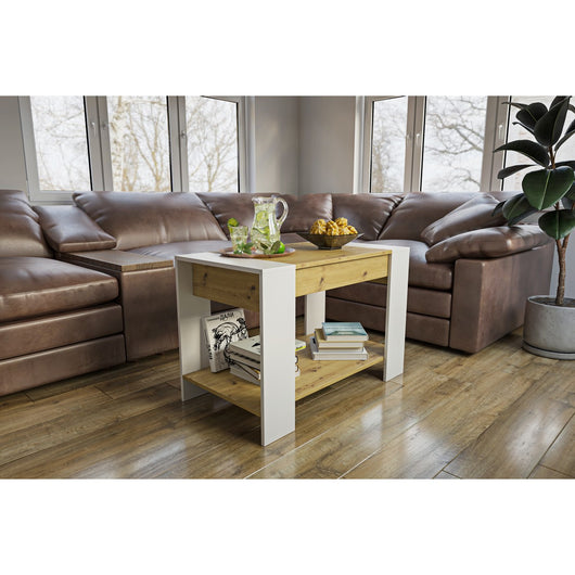 Tavolino Rio, Marrone, Truciolare Melaminico, 90x60x50 cm, Seven Design