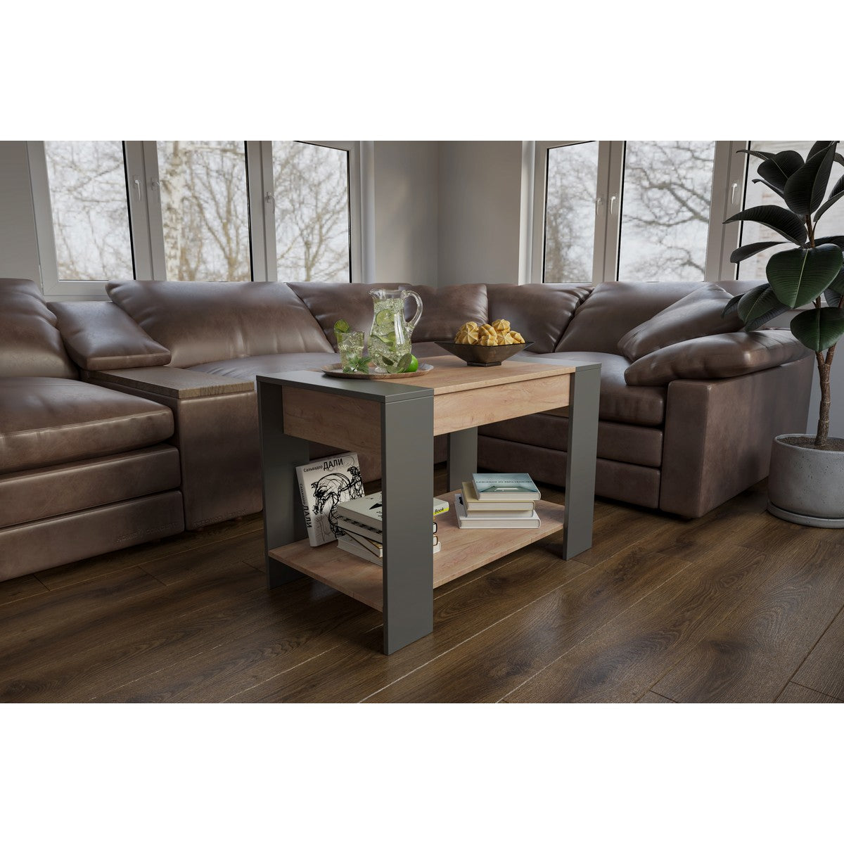 Tavolino Rio 1, Marrone, Truciolare Melaminico, 90x60x50 cm, Seven Design