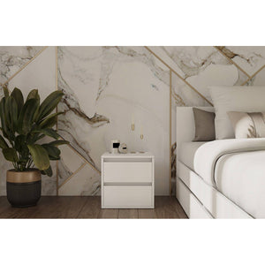 Comodino Idea, Bianco, Truciolare Melaminico, 40x40x35 cm, Seven Design