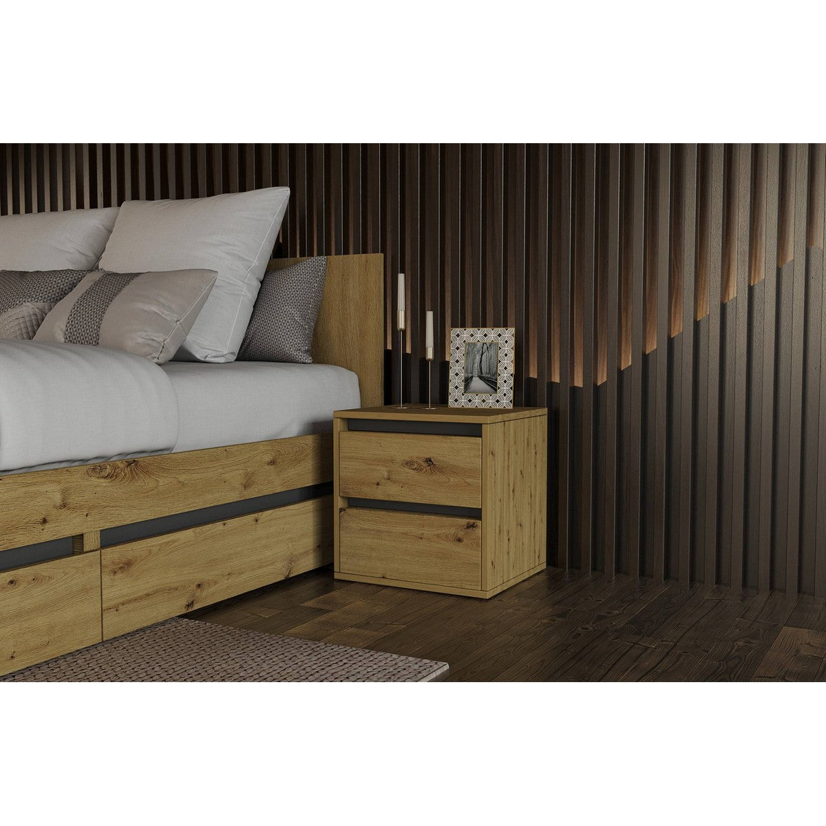 Comodino Idea, Marrone, Truciolare Melaminico, 40x40x35 cm, Seven Design