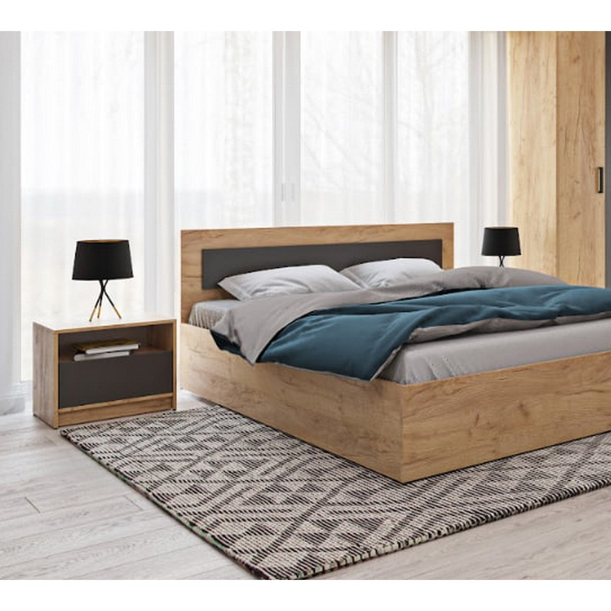 Comodino Viva, Marrone, Truciolare Melaminico, 50x41x36 cm, Seven Design