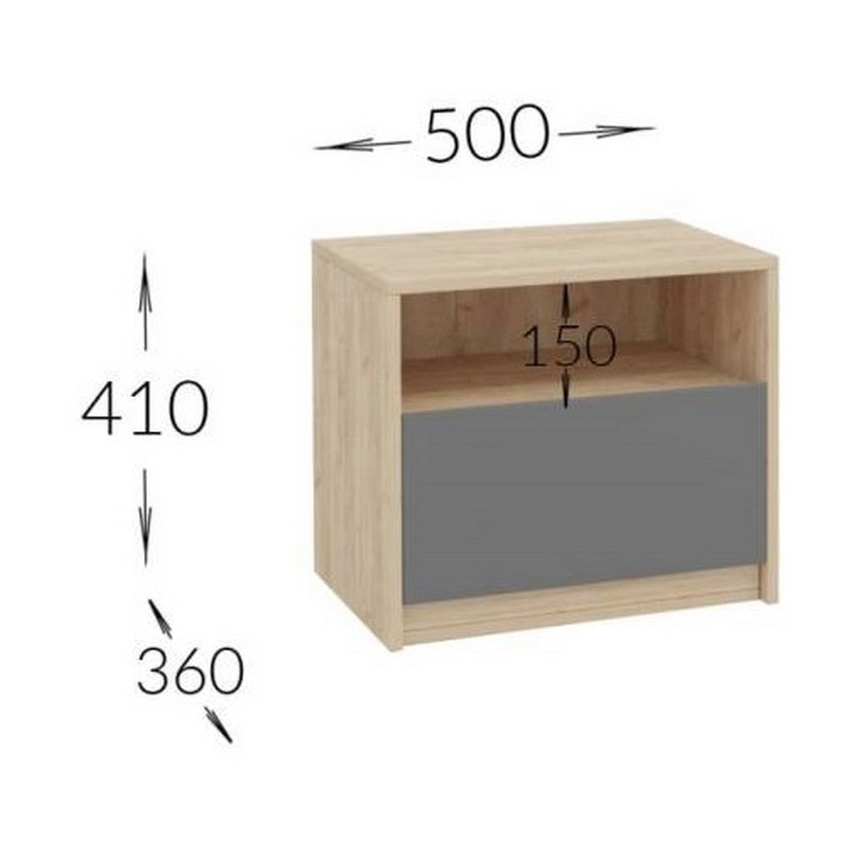 Comodino Viva, Marrone, Truciolare Melaminico, 50x41x36 cm, Seven Design