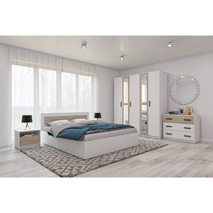 Comodino Viva, Bianco, Truciolare Melaminico, 50x41x36 cm, Seven Design