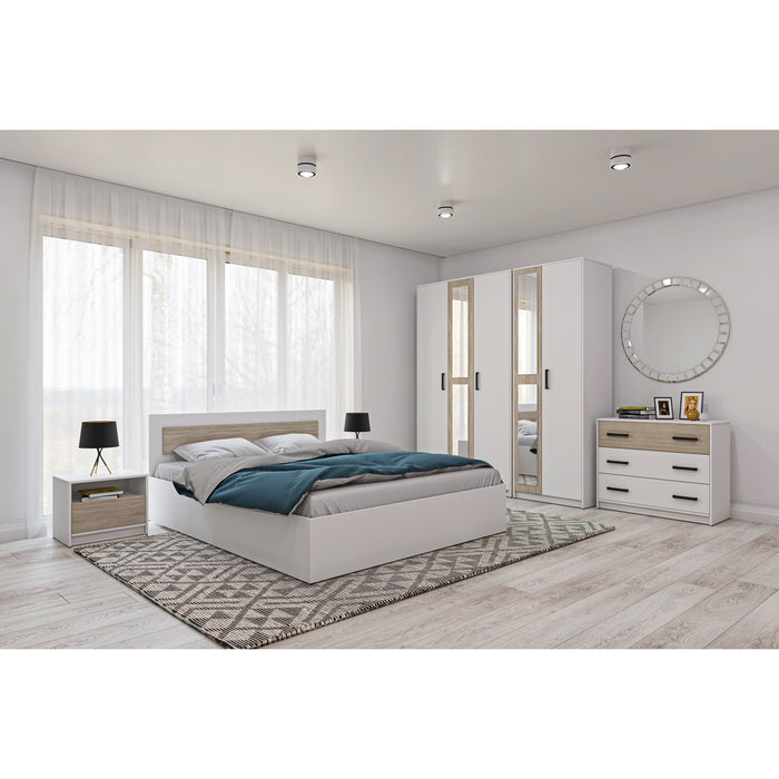 Comodino Viva, Bianco, Truciolare Melaminico, 50x41x36 cm, Seven Design