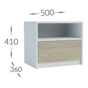 Comodino Viva, Bianco, Truciolare Melaminico, 50x41x36 cm, Seven Design