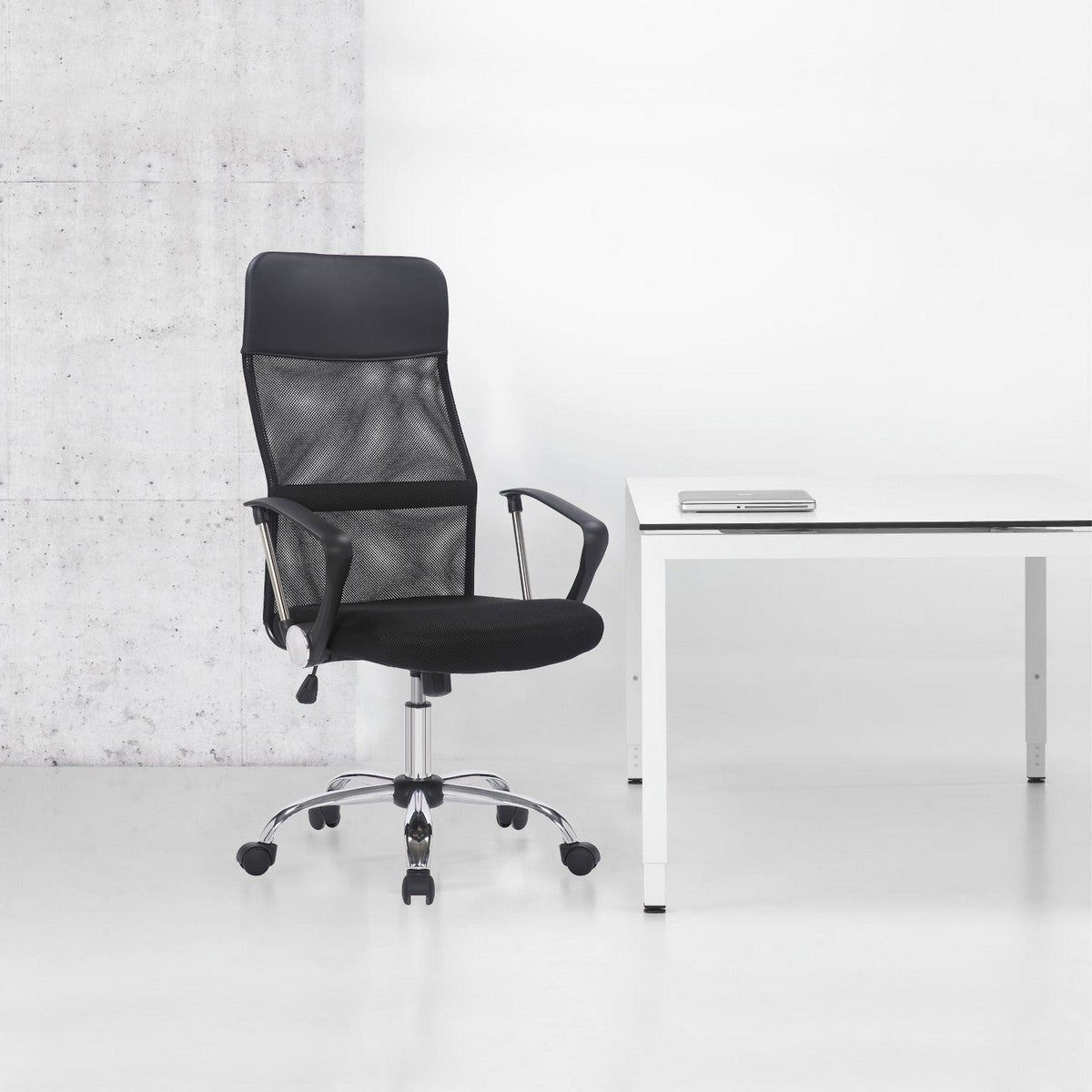 Sedia da Ufficio New York, Nero, Rete, 63x65x122 cm, Seven Design