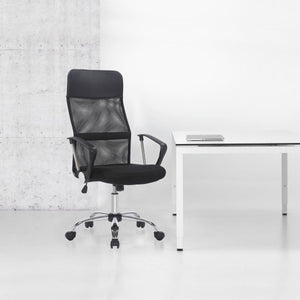 Sedia da Ufficio New York, Nero, Rete, 63x65x122 cm, Seven Design