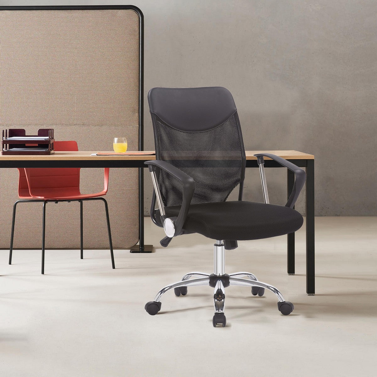 Sedia da Ufficio New Port, Nero, Rete, 62x59x104,5 cm, Seven Design