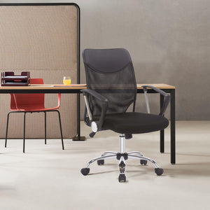 Sedia da Ufficio New Port, Nero, Rete, 62x59x104,5 cm, Seven Design