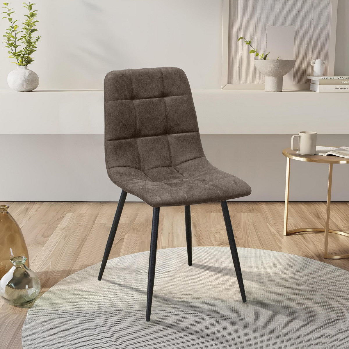 Set di 4 Sedie Daniela SG, Marrone, Microfibra, 54x44x87 cm, Seven Design