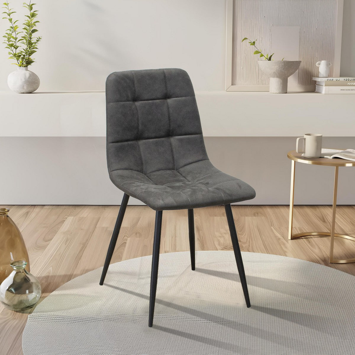 Set di 4 Sedie Daniela SG, Grigio, Microfibra, 54x44x87 cm, Seven Design