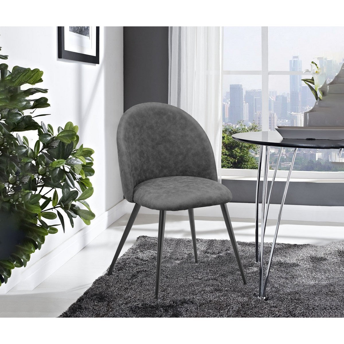 Set di 2 Sedie Elisa SG, Grigio, Microfibra, 50,5x54,5x83 cm, Seven Design