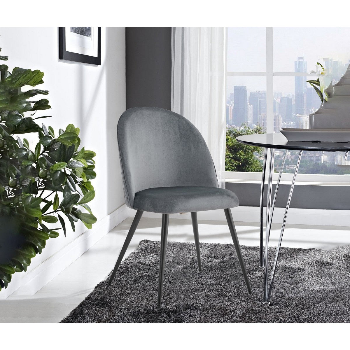 Set di 2 Sedie Elisa SG, Grigio, Velluto, 50,5x54,5x83 cm, Seven Design