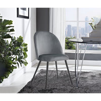 Set di 2 Sedie Elisa SG, Grigio, Velluto, 50,5x54,5x83 cm, Seven Design