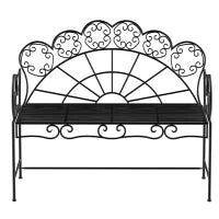 Panchina da Giardino Biposto Stile Classico in Ferro 113 x 56.5 x 90.5cm, Nero