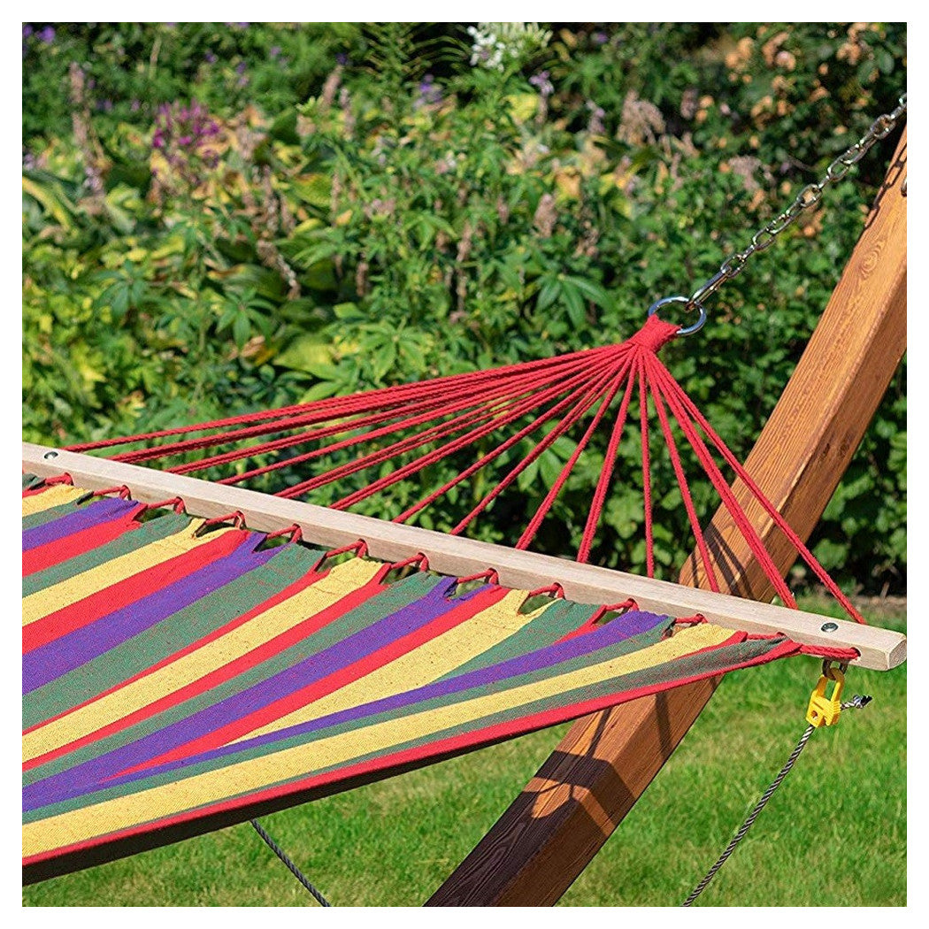 Trade Shop - Amaca Da Giardino Singola Xl In Legno Cotone Relax Campeggio 200x120cm 2 Colori -