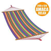 Trade Shop - Amaca Da Giardino Singola Xl In Legno Cotone Relax Campeggio 200x120cm 2 Colori -