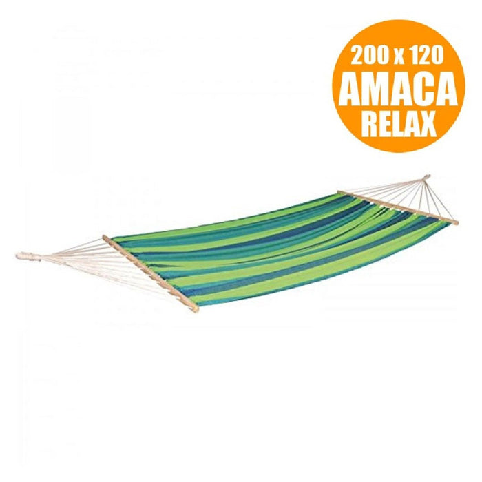 Trade Shop - Amaca Da Giardino Singola Xl In Legno Cotone Relax Campeggio 200x120cm 2 Colori -