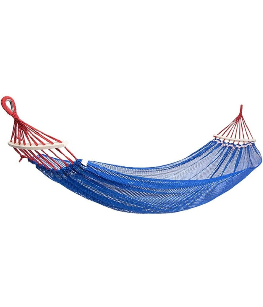 Amaca In Rete Singola Portatile Leggera Dondolo Giardino Cortile Campeggio Blu         