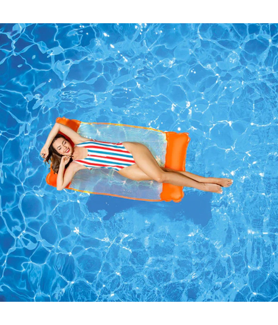 Amaca Materassino Gonfiabile Galleggiante Relax Mare Piscina Fondo A Rete         
