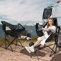 Amaca da campeggio con poggiapiedi retrattile borsa da trasporto, Sedia pieghevole da picnic oscillante Nero-Tavoli e sedie da campeggio
