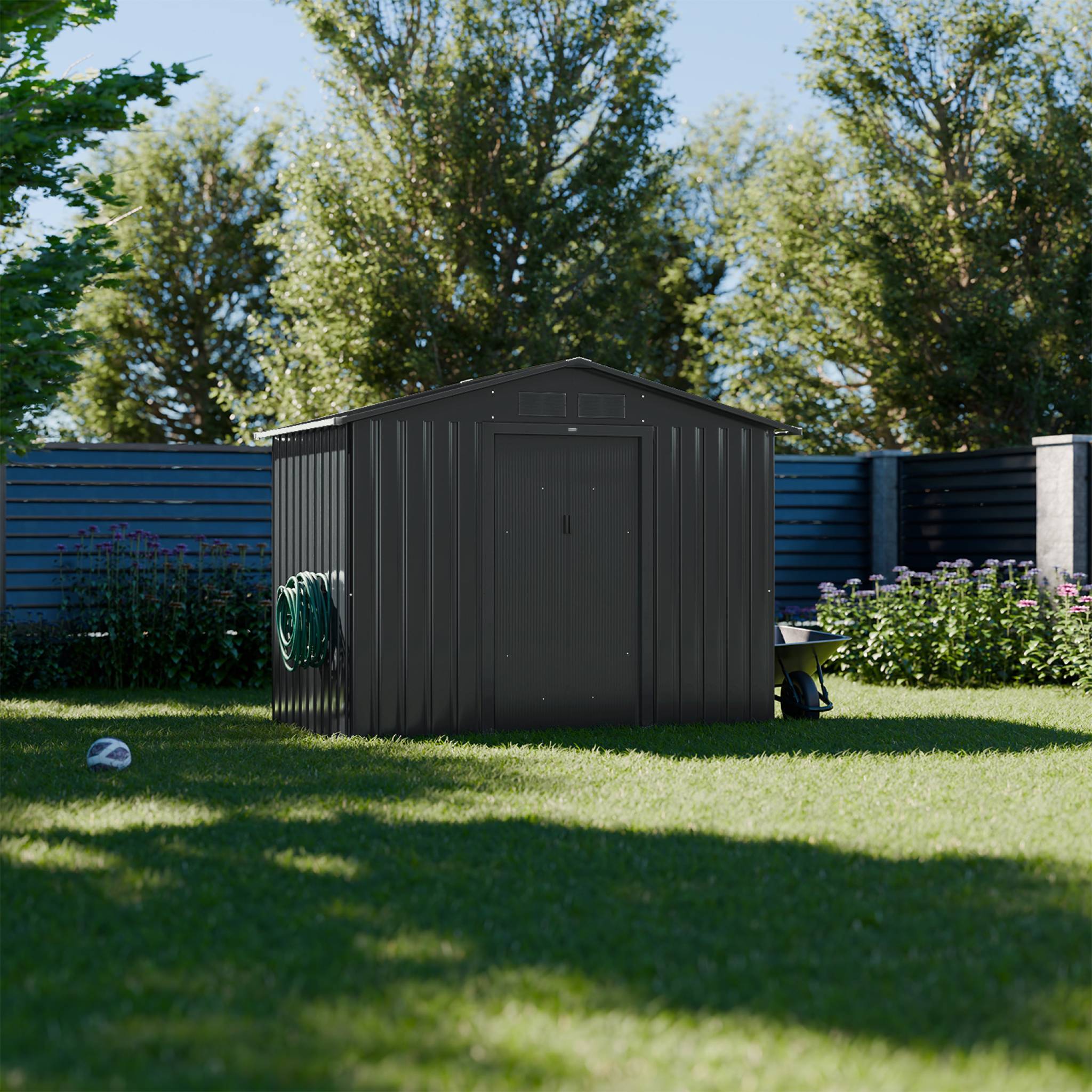 Riparo da giardino 2,71m² con kit di ancoraggio, antracite