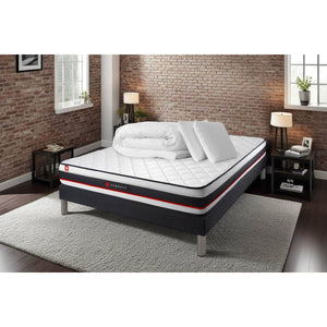 Pacchetto letto completo - Materasso 160x200cm + Box spring con doghe (kit) + 2 cuscini + Piumino - Modulo