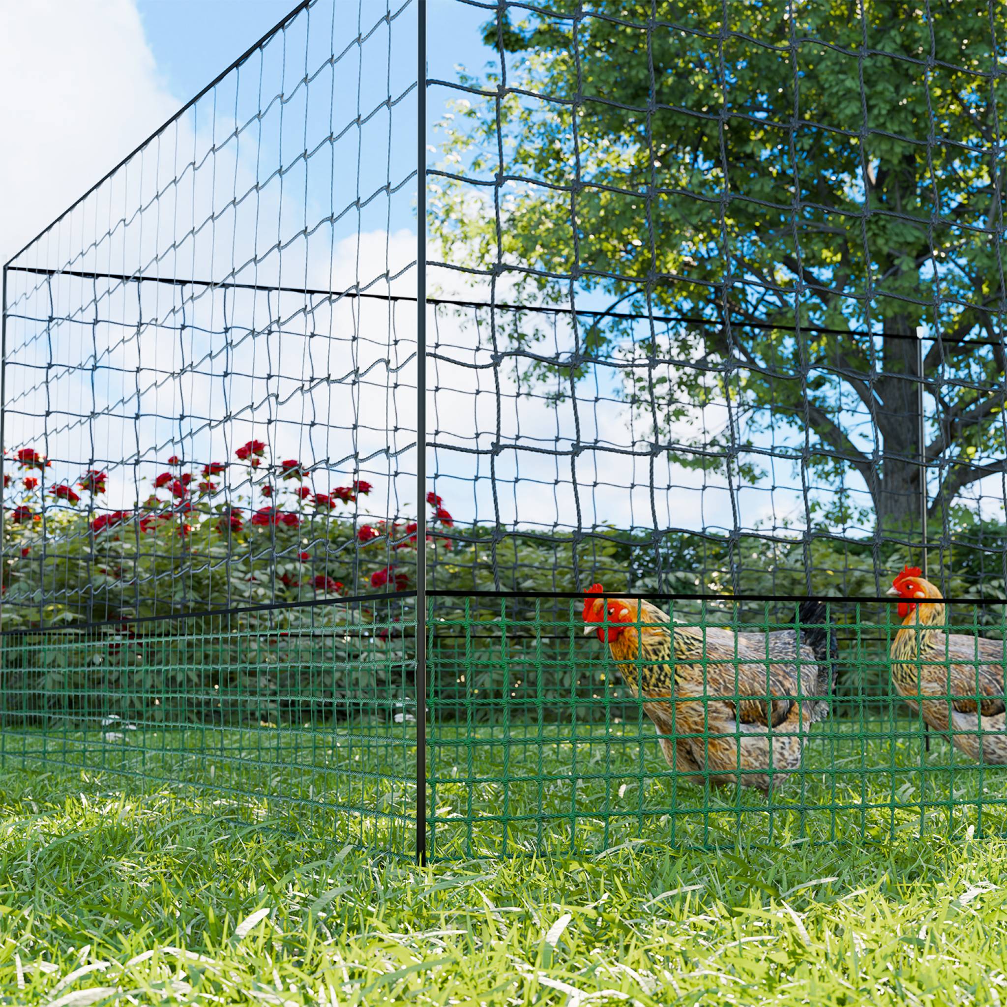 Kit di recinzione in rete modulare per galline, verde