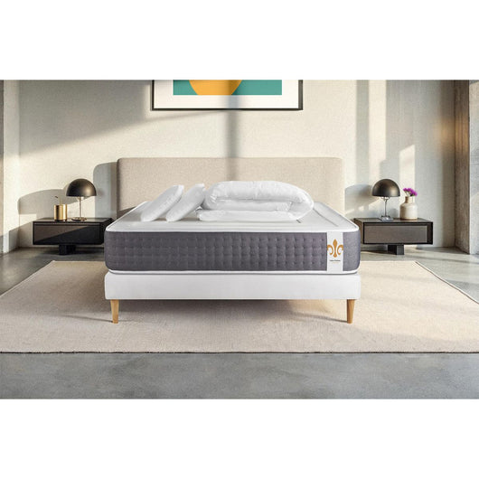 Pacchetto letto completo - Materasso 200x200cm + Box spring con doghe (kit) + 2 cuscini + Piumino - Vingt-Six