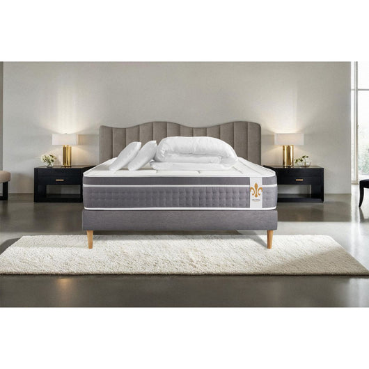 Pacchetto letto completo - Materasso 160x200cm + Box spring con doghe (kit) + 2 cuscini + Piumino - Trente