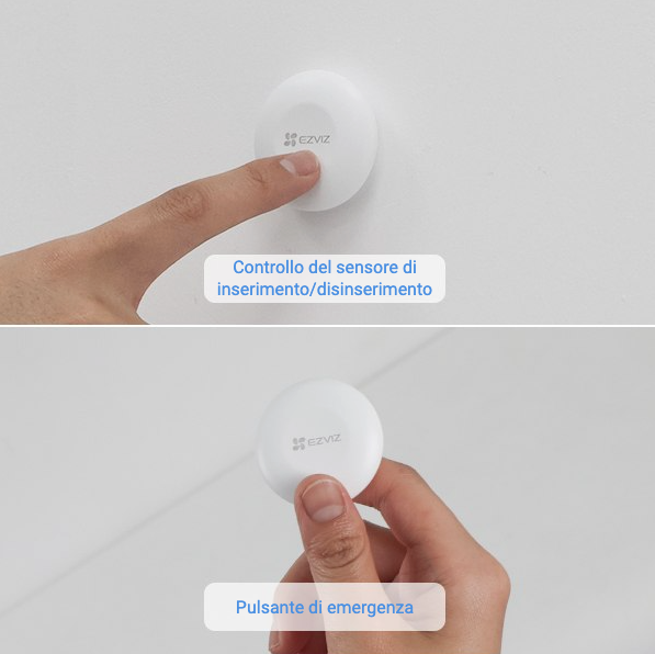 Wireless Pulsante Smart di Controllo,  2 Vie (modalit√† di Armo/Disarmo e di Emergenza), Connessione Zigbee EZVIZ T3C