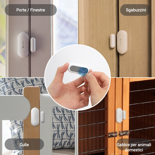 Sensore per sistemi di allarme, Sensore wireless per porte e finestre EZVIZ T2C
