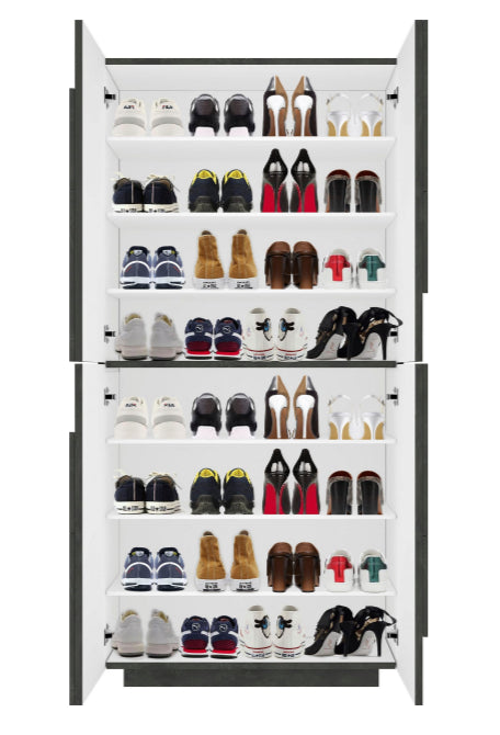 Scarpiera a 4 ante con disegni geometrici in finitura Ardesia, ZTCA82017262