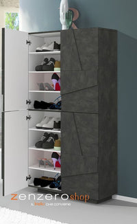 Scarpiera a 4 ante con disegni geometrici in finitura Ardesia, ZTCA82017262