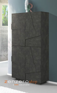 Scarpiera a 4 ante con disegni geometrici in finitura Ardesia, ZTCA82017262