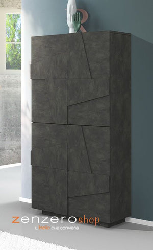 Scarpiera a 4 ante con disegni geometrici in finitura Ardesia, ZTCA82017262