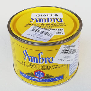 Ambra 500ml cera solida gialla per il trattamento di mobili antichi e pavimenti in legno