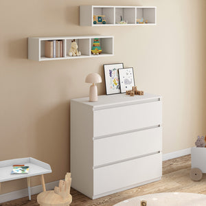 IDMarket - AMBRE cassettiera bianca fasciatoio a 3 cassetti e 2 ripiani estraibili