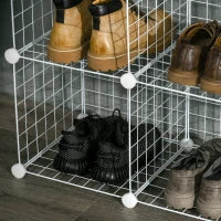 Mobile Scarpiera Modulare Salvaspazio, 6 Cubi 30x30x30 cm in Acciaio e PP, 94x32x94 cm, Bianco