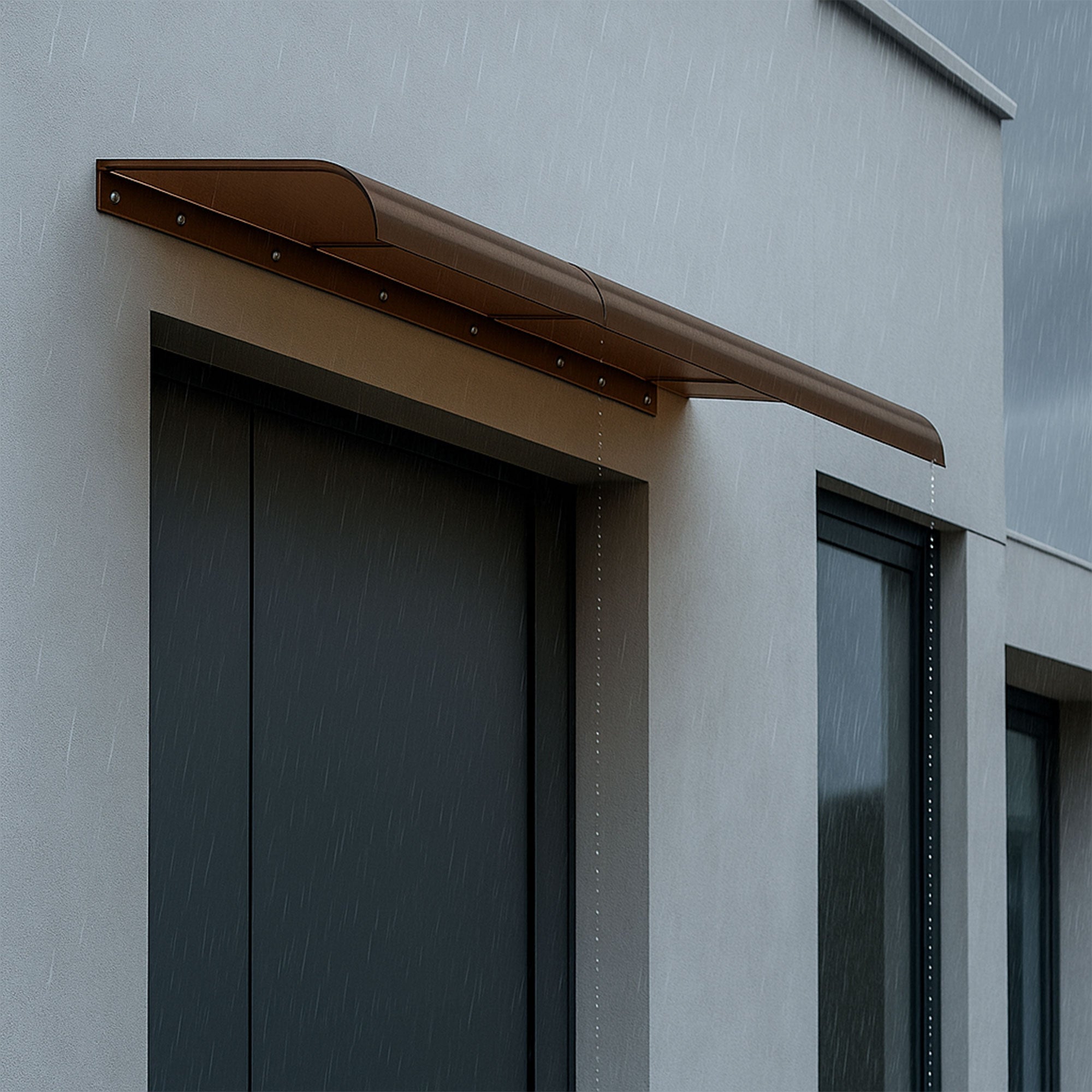 Ame - Set 3 Pensiline Tettoia da Esterno 153x35,5 cm in Policarbonato Fumè