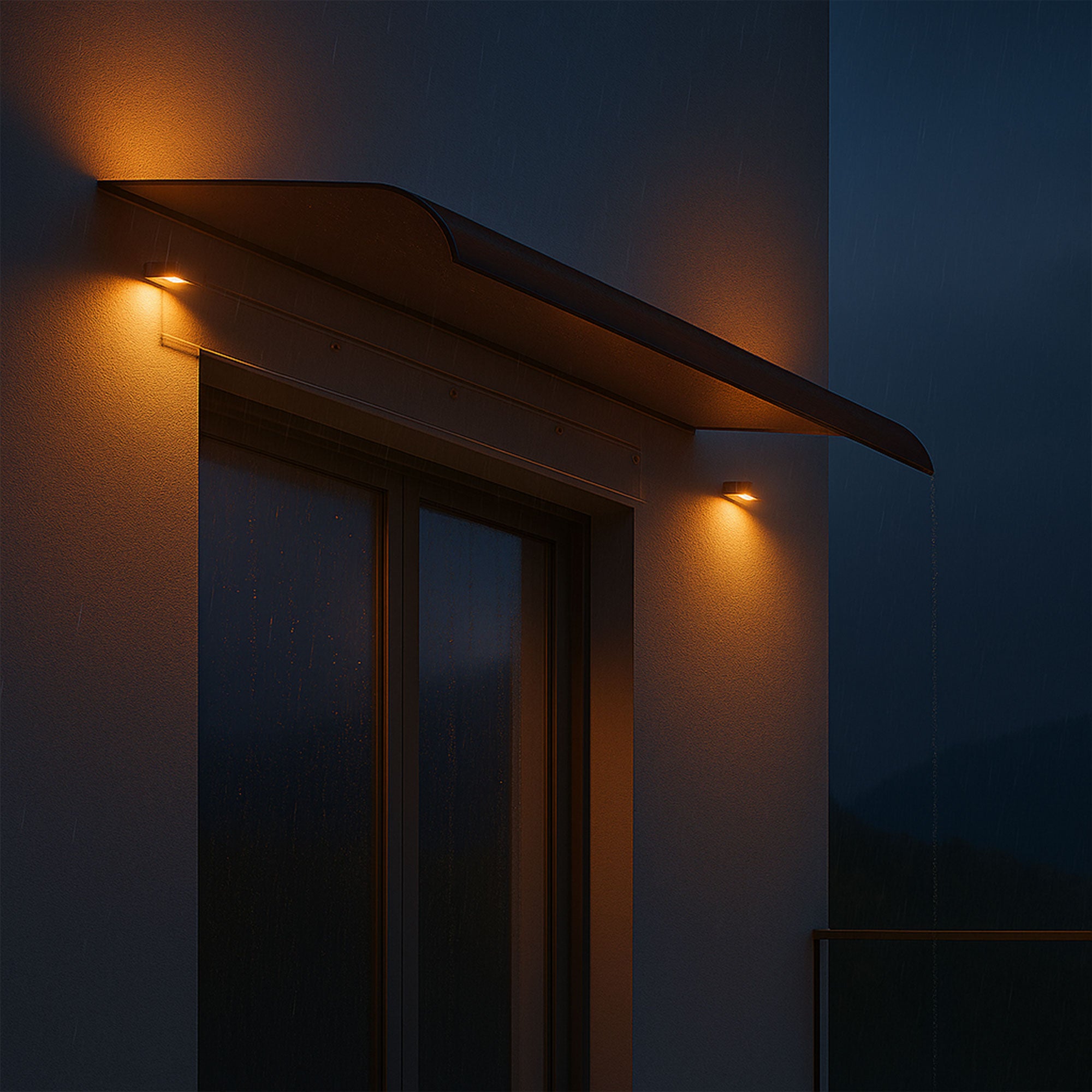 Ame - Set 3 Pensiline Tettoia da Esterno 153x35,5 cm in Policarbonato Fumè