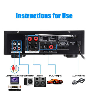 Amplificatore Audio 2x70w Funzione Karaoke Fm/bluetoothmp3/usb/bluetooth Q-gf289         