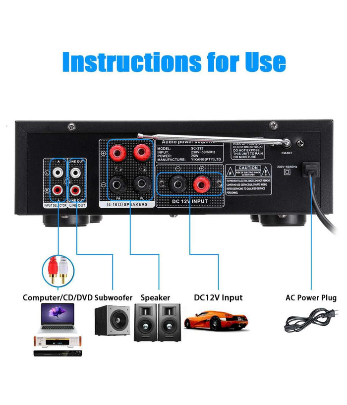 Amplificatore Audio 2x70w Funzione Karaoke Fm/bluetoothmp3/usb/bluetooth Q-gf289         