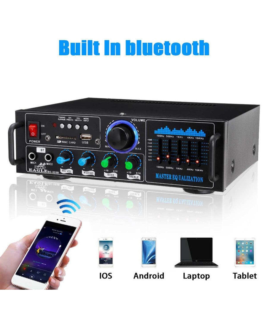 Amplificatore Audio 2x70w Funzione Karaoke Fm/bluetoothmp3/usb/bluetooth Q-gf289         